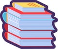 Flat Outline Books Stack Icon