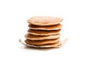 Stack of scotch pancakes isolated on white