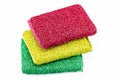 Stack of scrubbing sponges, washing sponges isolated on white