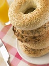 Stack of Seeded Bagels Royalty Free Stock Photo