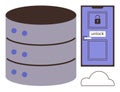 Data Security and Access Control with Database, Cloud Storage, and Locking Mechanism Representation Royalty Free Stock Photo
