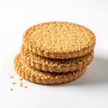 A stack of sesame seed crackers on a white surface Royalty Free Stock Photo