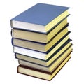 Stack of seven books isolated on the white background