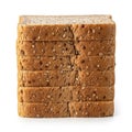 Stack of Seven Slices of Whole Wheat Bread with Seeds on White Background image photo Royalty Free Stock Photo