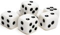 Stack of seven white dice with black spots on a white background. Isolated Royalty Free Stock Photo
