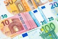 Stack of several euro banknotes money background. Royalty Free Stock Photo