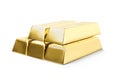 Stack of shining gold bars on white Royalty Free Stock Photo