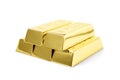 Stack of shining gold bars on white Royalty Free Stock Photo