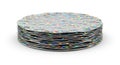 Stack of shiny CDs on white background Royalty Free Stock Photo