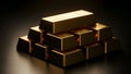 Stack of Shiny Gold Bars on Dark Background, Precious Metal, Luxury, Investment Royalty Free Stock Photo