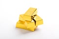 Stack of shiny gold bars on white background Royalty Free Stock Photo