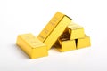 Stack of shiny gold bars on white background Royalty Free Stock Photo