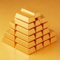 Stack of shiny gold bars isolated on white background Royalty Free Stock Photo