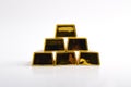 Stack of shiny gold bars on white background Royalty Free Stock Photo