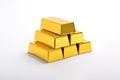 Stack of shiny gold bars on white background Royalty Free Stock Photo