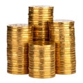 stack of gold coins isolated on white and transparent background Royalty Free Stock Photo