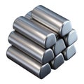Stack of shiny metallic cylindrical bars, industrial raw material production Royalty Free Stock Photo