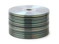 Stack of shiny, reflective cds isolated on white background Royalty Free Stock Photo