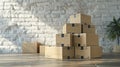 The Stack of Shipping Boxes.AI generated image Royalty Free Stock Photo