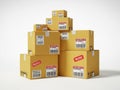 Stack of shipping boxes isolated on white background Royalty Free Stock Photo