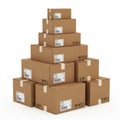 Stack of shipping boxes isolated on white background Royalty Free Stock Photo
