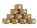 Stack of shipping boxes isolated on white background Royalty Free Stock Photo