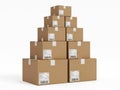 Stack of shipping boxes isolated on white background Royalty Free Stock Photo
