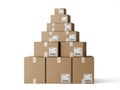 Stack of shipping boxes isolated on white background Royalty Free Stock Photo