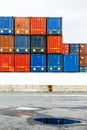 Stack of shipping containers in the harbor of Vigo Royalty Free Stock Photo