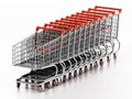 Stack of shopping carts isolated on white background. 3D illustration Royalty Free Stock Photo