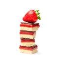 Stack of shortbread cookies with strawberry isolated Royalty Free Stock Photo