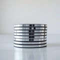 Stack of Silver and Black Compact Discs on White Surface pile Royalty Free Stock Photo