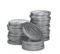 Stack of silver coins. Money award concept. Royalty Free Stock Photo