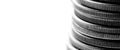 Stack of Silver Coins Representing Wealth and Prosperity White Copyspace Background Royalty Free Stock Photo