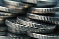 A stack of silver coins are stacked on top of each other, AI Royalty Free Stock Photo