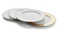 Stack of silver plates isolated on white background Royalty Free Stock Photo