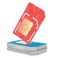 Stack of Sim Cards Illustration, Dual Sized