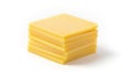 A stack of six neatly arranged square cheese slices with smooth Royalty Free Stock Photo