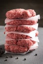 Stack of Six Raw Hamburgers Royalty Free Stock Photo