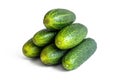 Stack of six ripe green cucumbers on a white background Royalty Free Stock Photo