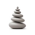 A stack of six smooth gray stones arranged vertically on a white background Royalty Free Stock Photo
