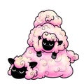 A Stack of Sleepy Sheep (Clear Background)