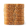 A stack of sliced bread with seeds on a white background isolated on white background Royalty Free Stock Photo