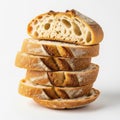 A stack of sliced bread on a white background isolated on white background Royalty Free Stock Photo