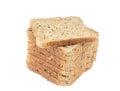 Stack of sliced chopped whole grain bread.