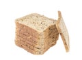 Stack of sliced chopped whole grain bread.