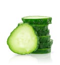 Stack of sliced cucumber isolated on white background with clipping path. Royalty Free Stock Photo