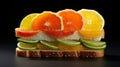 Vibrant Citrus Slice Sandwich: A Symmetrical Composition Royalty Free Stock Photo