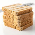 Stack of sliced sandwich bread with a knife for fresh eating Royalty Free Stock Photo