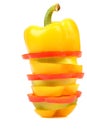 Stack of slices red and yellow pepper. Royalty Free Stock Photo